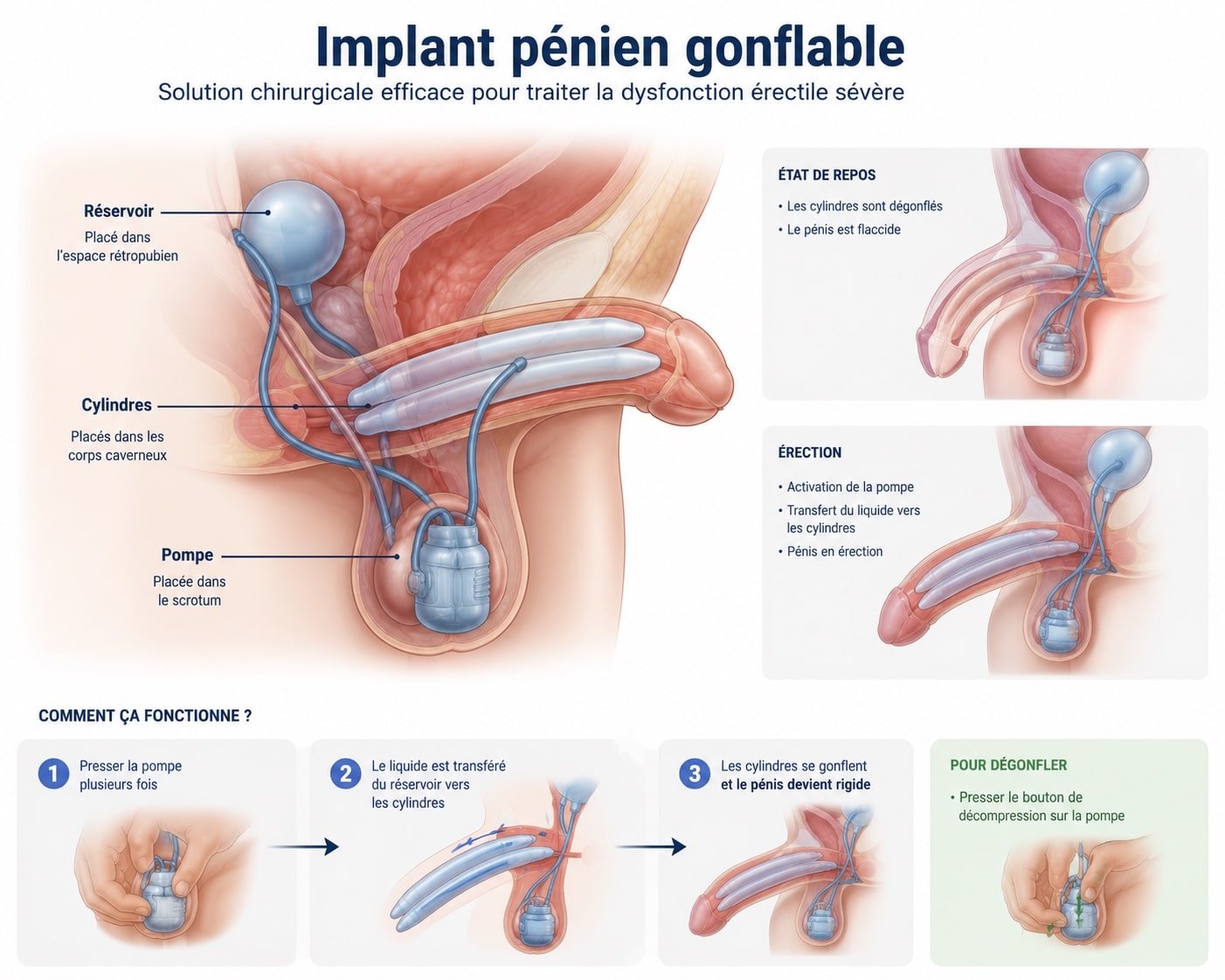 Implant pénien gonflable: comment cela fonctionne?