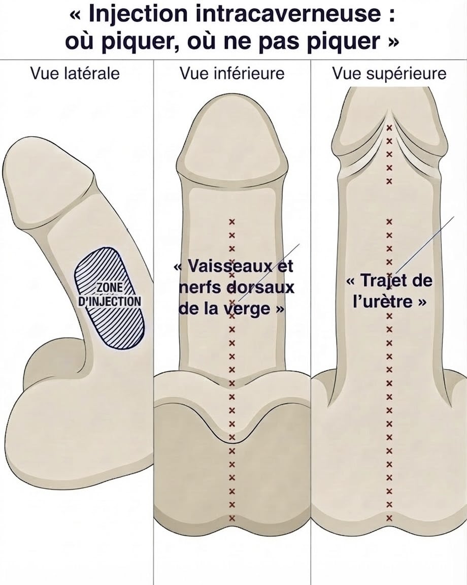 Zone d'injection intra-caverneuse de l'EDEX
